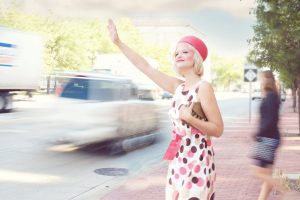 woman searching for a cab